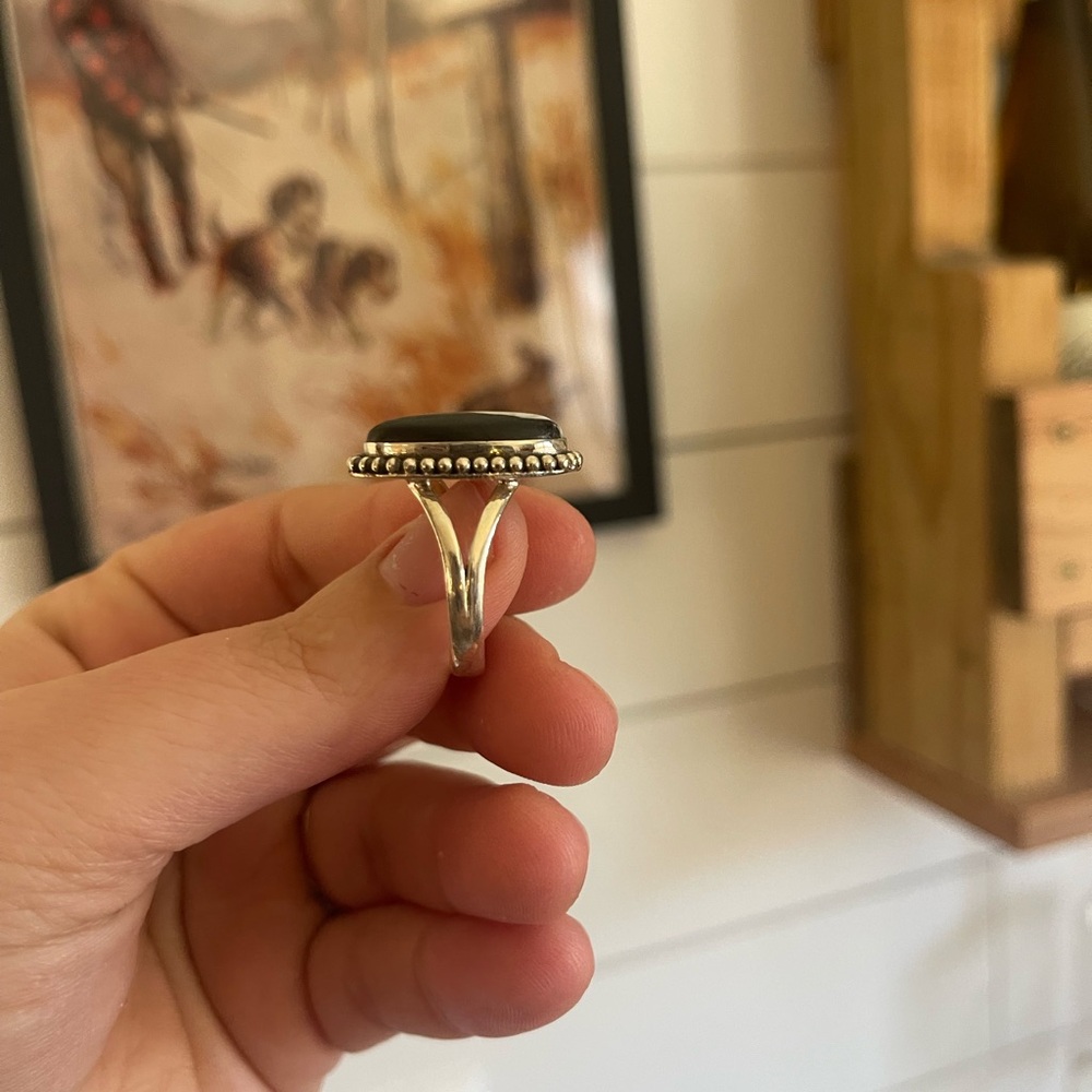 Buffalo Turquoise Sterling Silver Ring, Size 9.5 - Picture 3 of 6